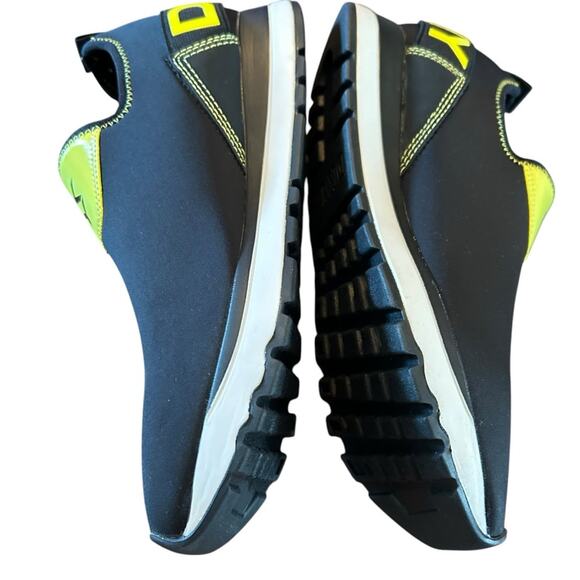 DKNY Jolie-Slip On Sneakers Neoprene Black Neon Yellow Logo NEW 7.5 - Picture 8 of 11